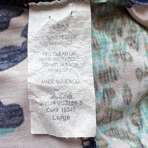 Vintage Animal Print Dress Green Multi-Pattern Polyester/Spandex Blend Sz Large - Picture 3 of 3